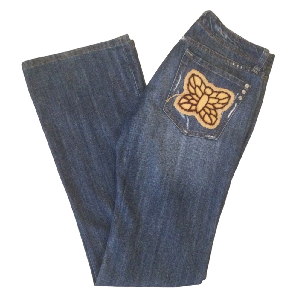 Miss Me Bootcut Distressed Butterfly Pocket Jeans Size 29